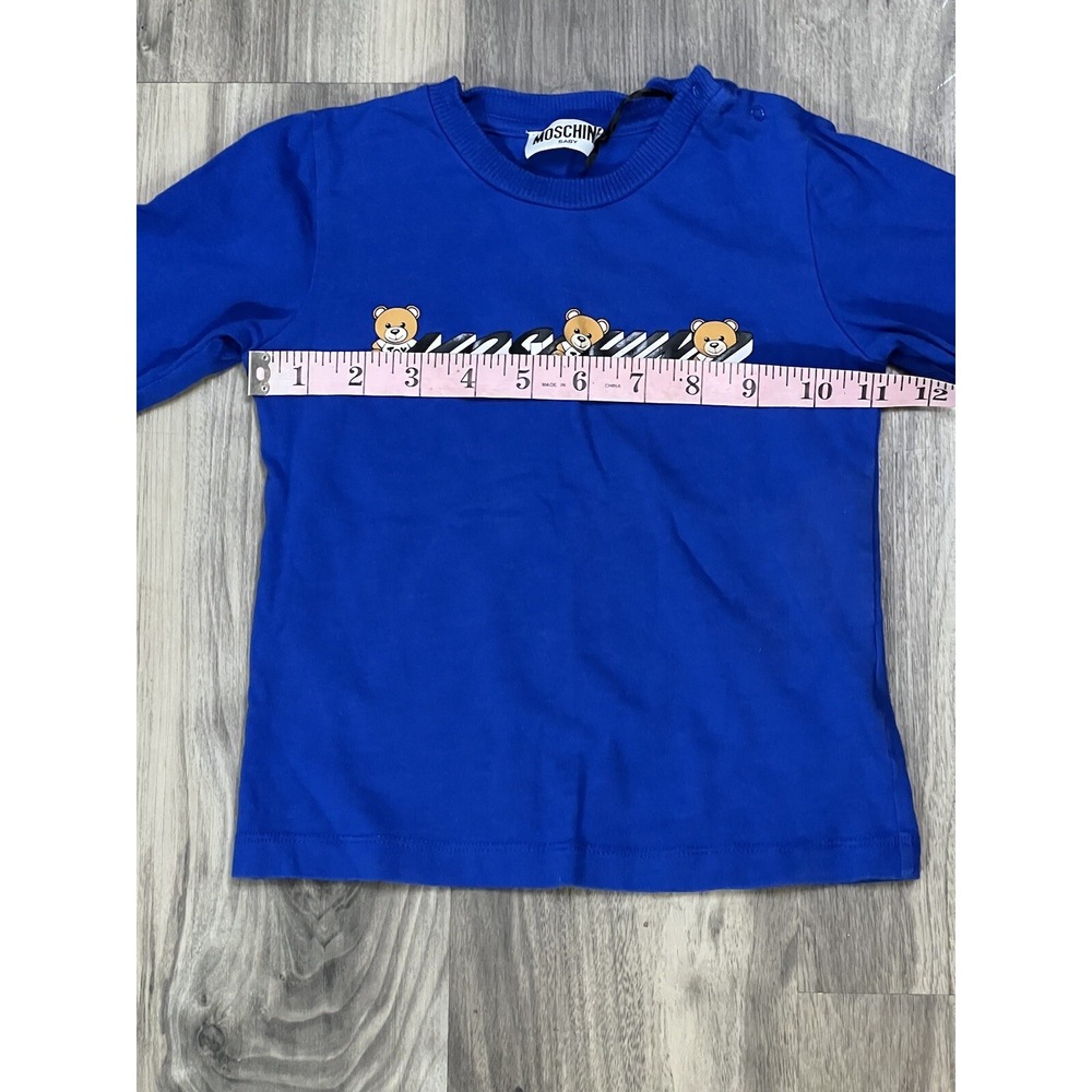 Moschino Sweatshirt Bear Blue Boys Logo Crewneck Sweater NO SIZE TAG - Picture 10 of 14